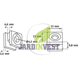 Oeillets de tête à fil nylon universel carré  Ø  int 4.50 mm